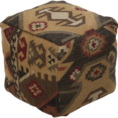 Frontier Pouf in Dark Brown and Tan