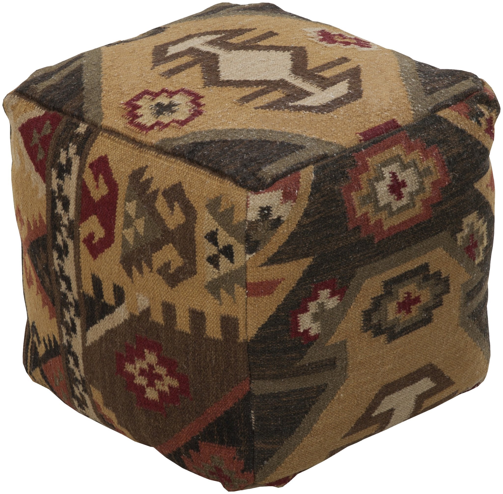 Frontier Pouf in Dark Brown and Tan