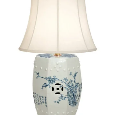 Garden Stool Lamp in Blue and White design by Emissary