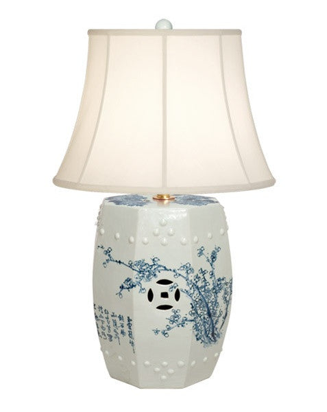 Garden Stool Lamp in Blue and White design by Emissary