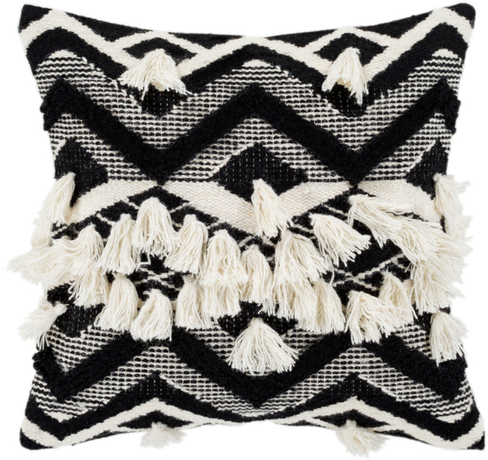 Gaza Woven Pillow in Beige and Black