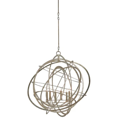 Genesis Chandelier in Silver Granello design by Currey and Company