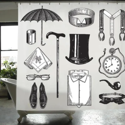 Gentleman Canvas Shower Curtain design by Izola