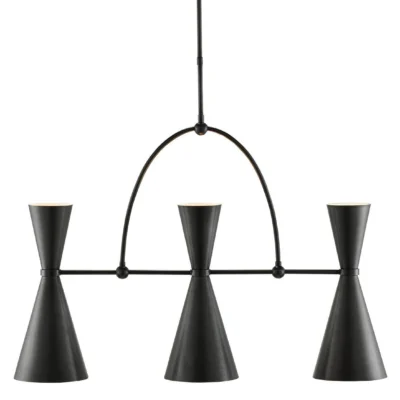 Gino Rectangular Chandelier in Black design by Currey and Company