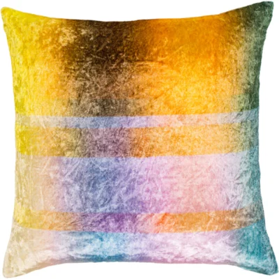 Glitch Crushed Velvet Pillow in Aqua