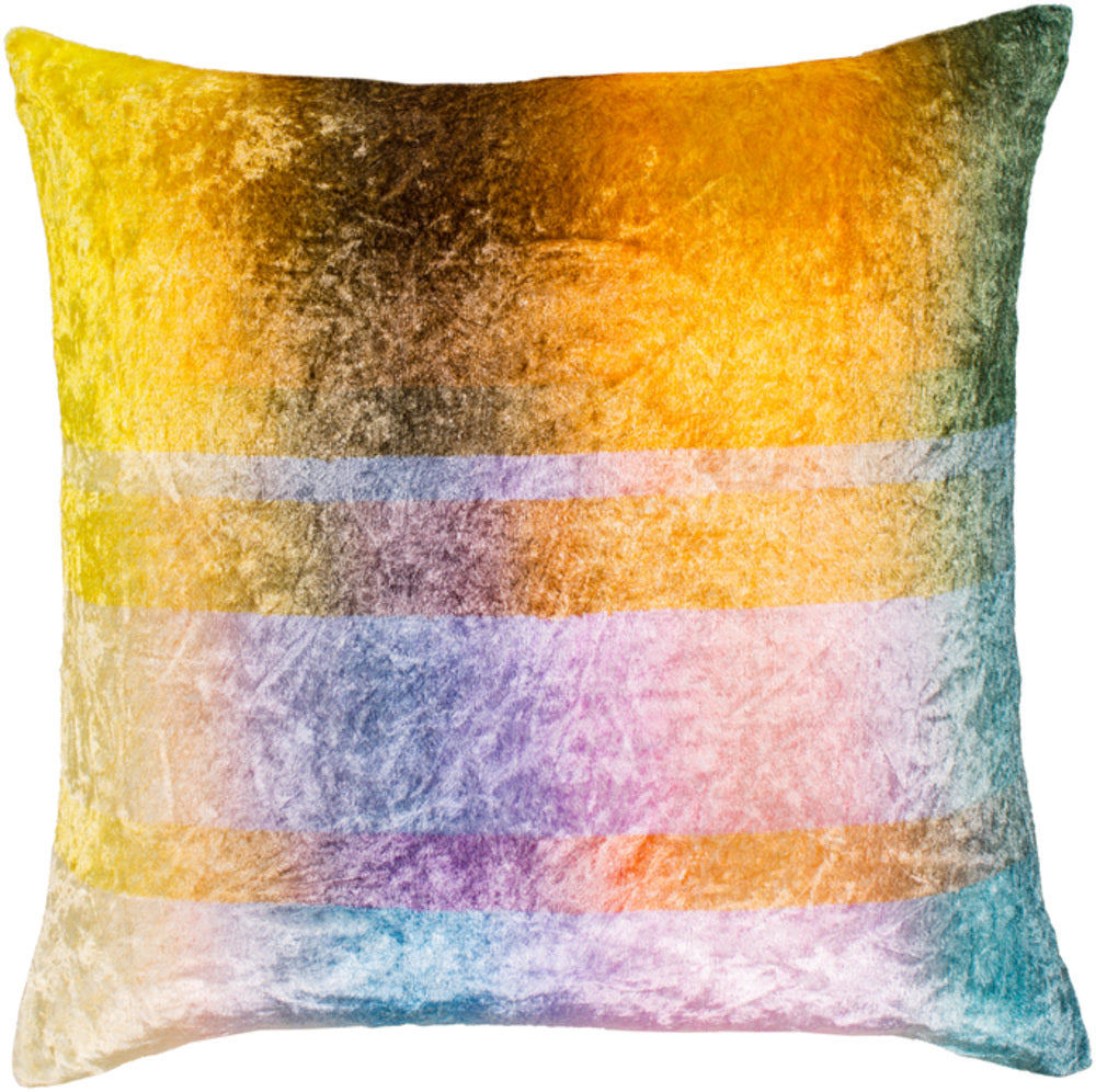 Glitch Crushed Velvet Pillow in Aqua