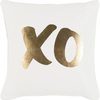 Glyph 18 x 18 Cotton Pillow in Metallic Gold and Ivory tone