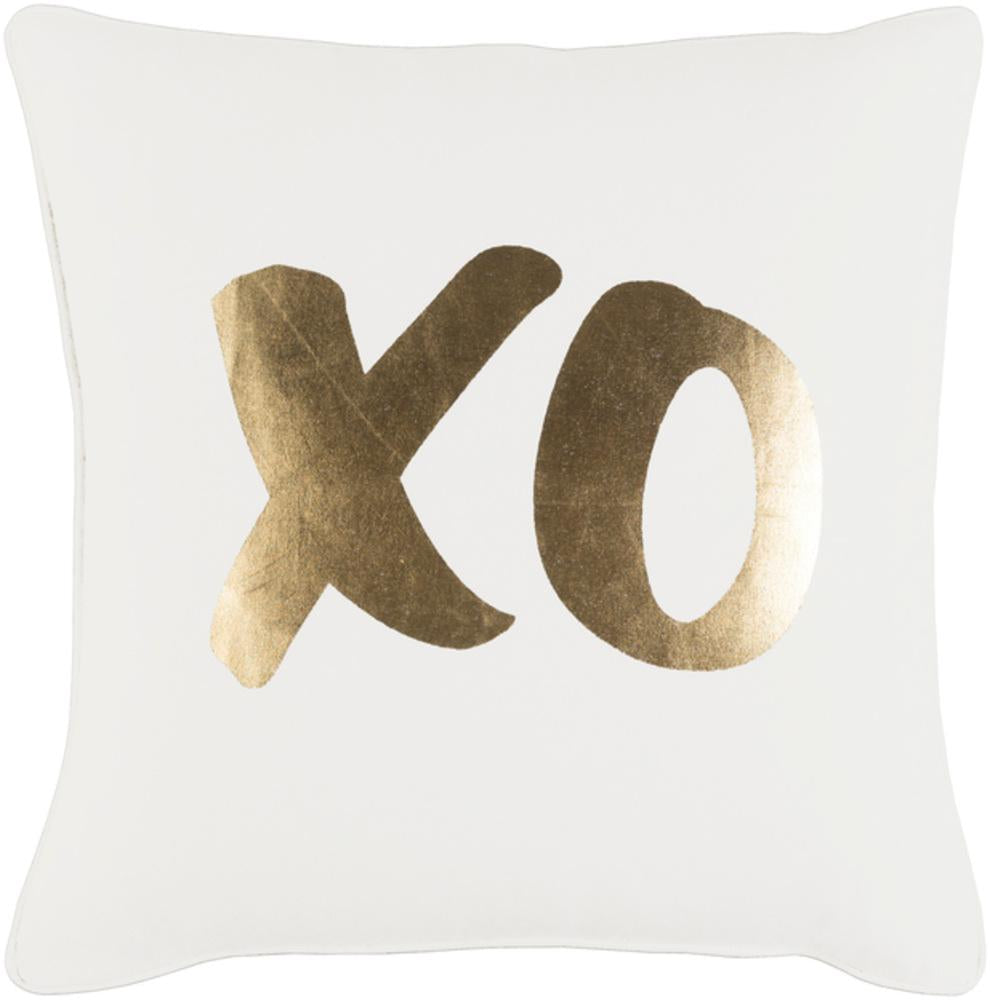 Glyph 18 x 18 Cotton Pillow in Metallic Gold and Ivory tone