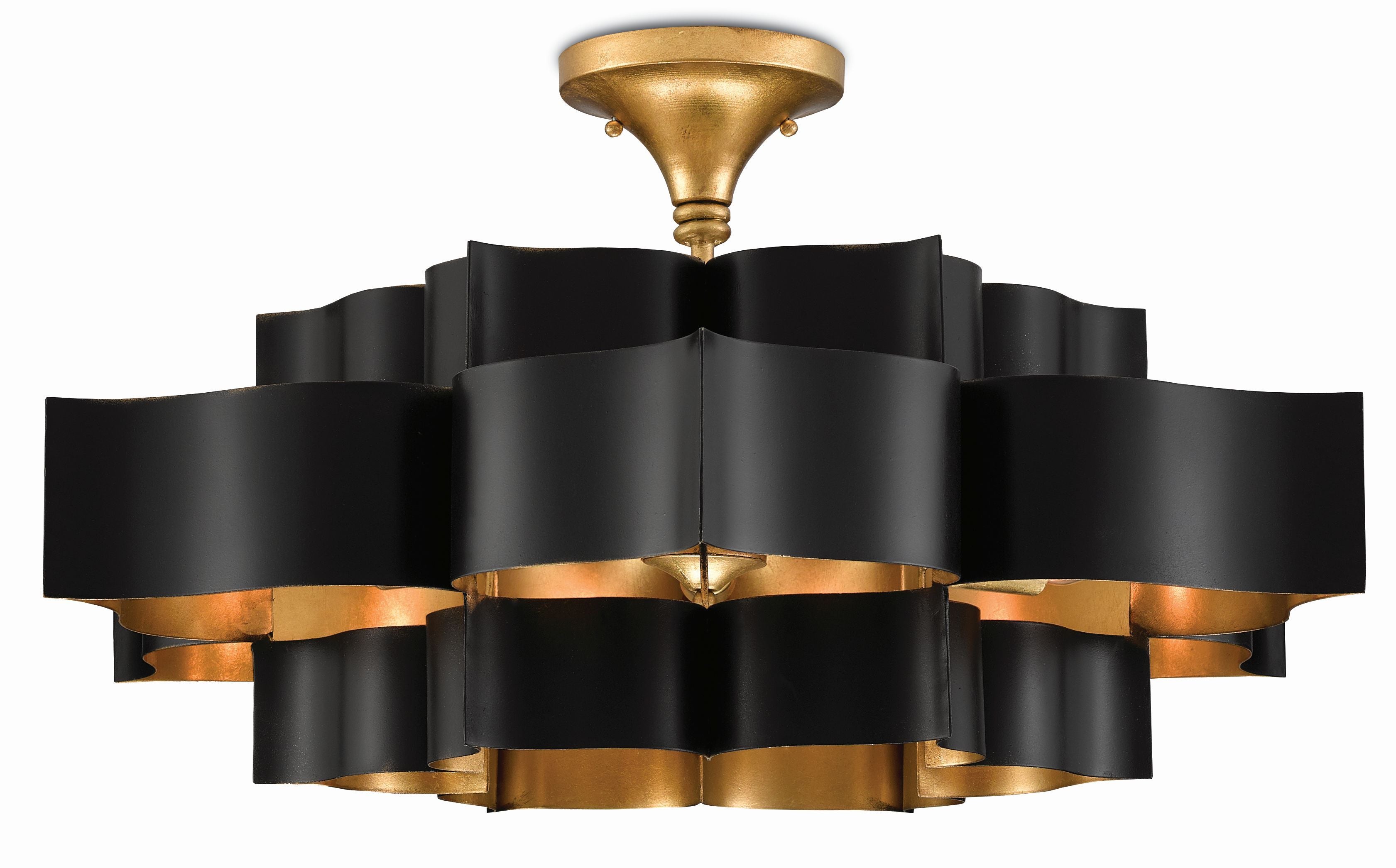 Grand Lotus Black Chandelier design by Currey and Company