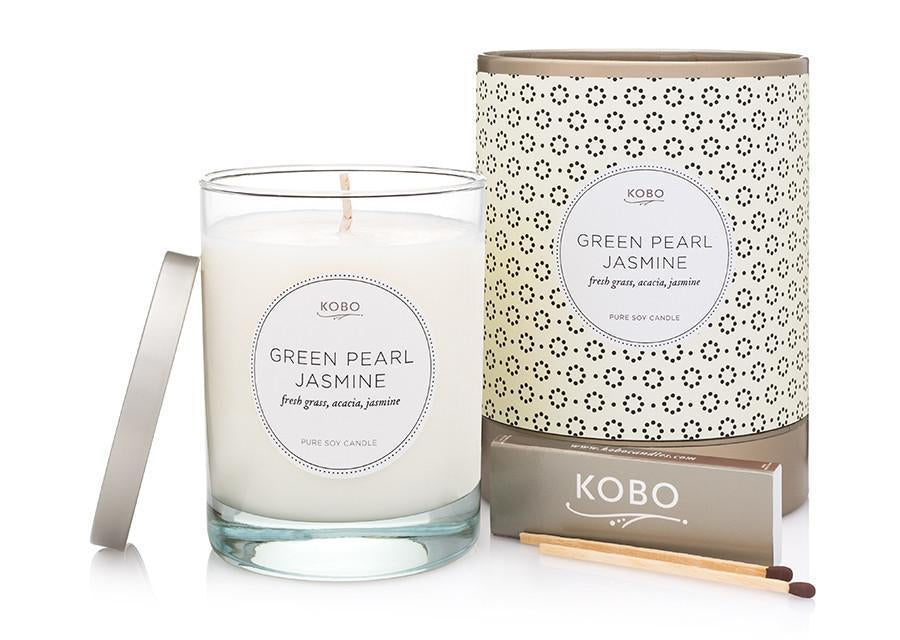 Green Pearl Jasmine Candle design by Kobo Candles