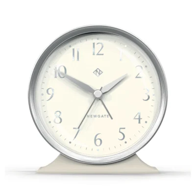 Hotel Alarm Clock Silver with White Face design by Newgate