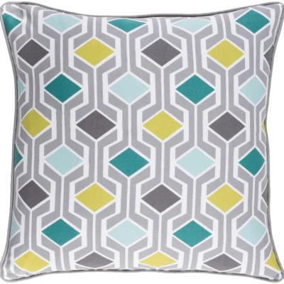 Inga Woven Pillow in Light Gray and Teal by Artistic Weavers