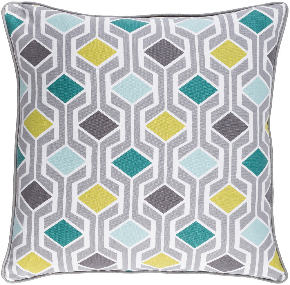 Inga Woven Pillow in Light Gray and Teal by Artistic Weavers