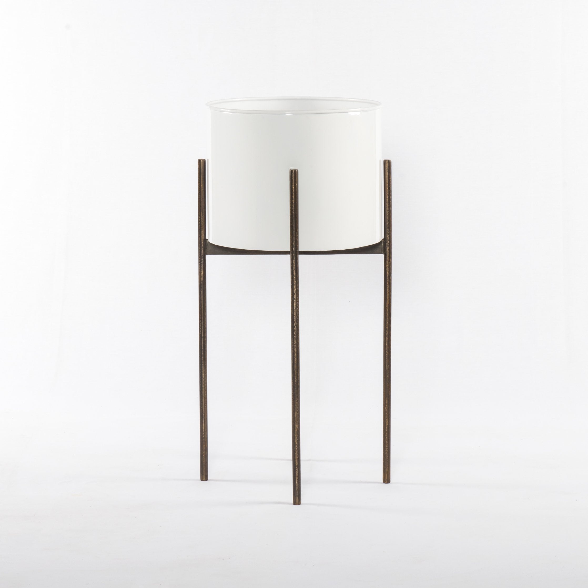 Jed Tall Planter in White High Gloss