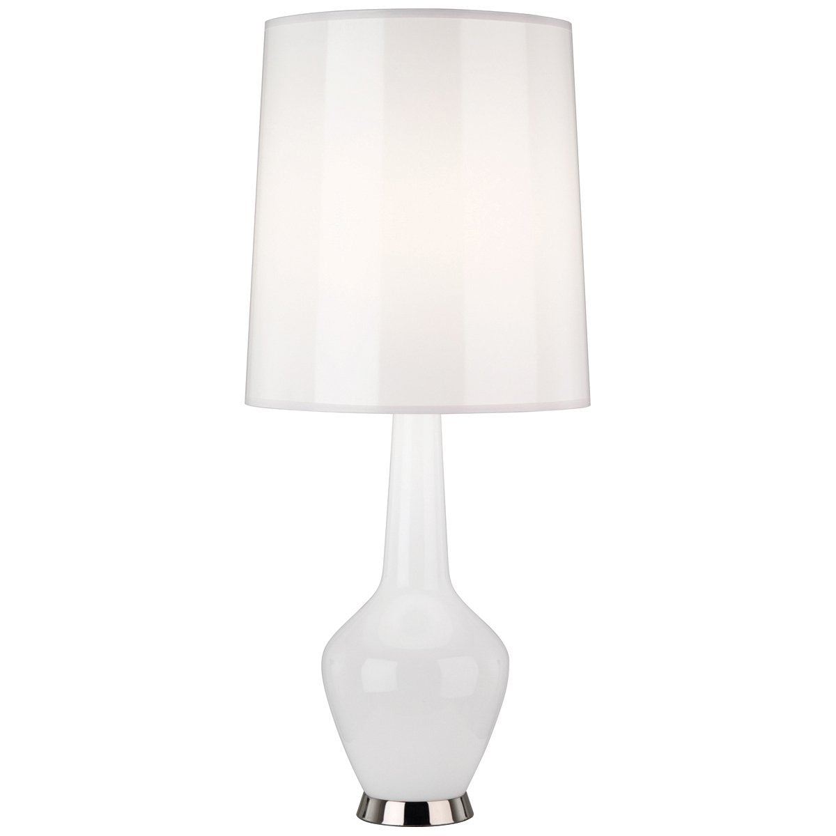 Jonathan Adler Capri Accent Lamp in White Cased Glass w Polished Nickel Accents design by Jonathan Adler