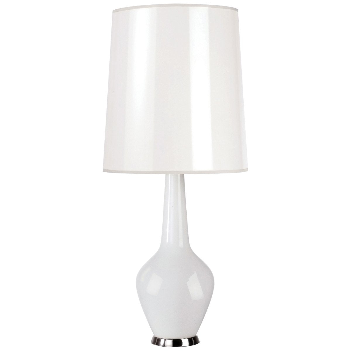 Jonathan Adler Capri Tall Table Lamp in White Cased Glass w Polished Nickel Accents design by Jonathan Adler