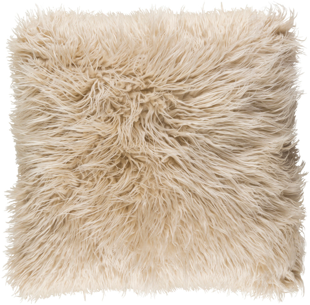 Kharaa Faux Fur Pillow in Khaki