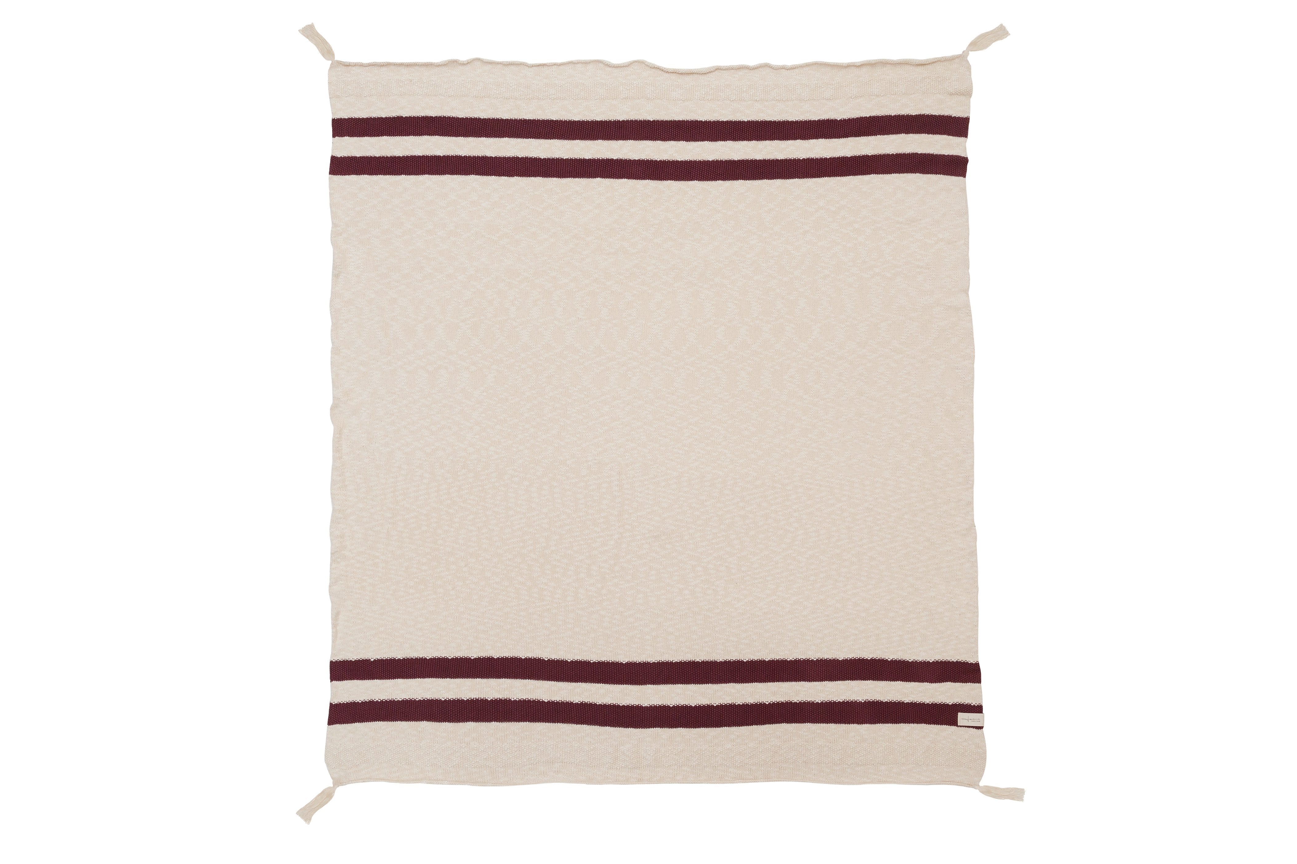 Knitted Stripes Blanket in Natural and Burgundy design by Lorena Canals