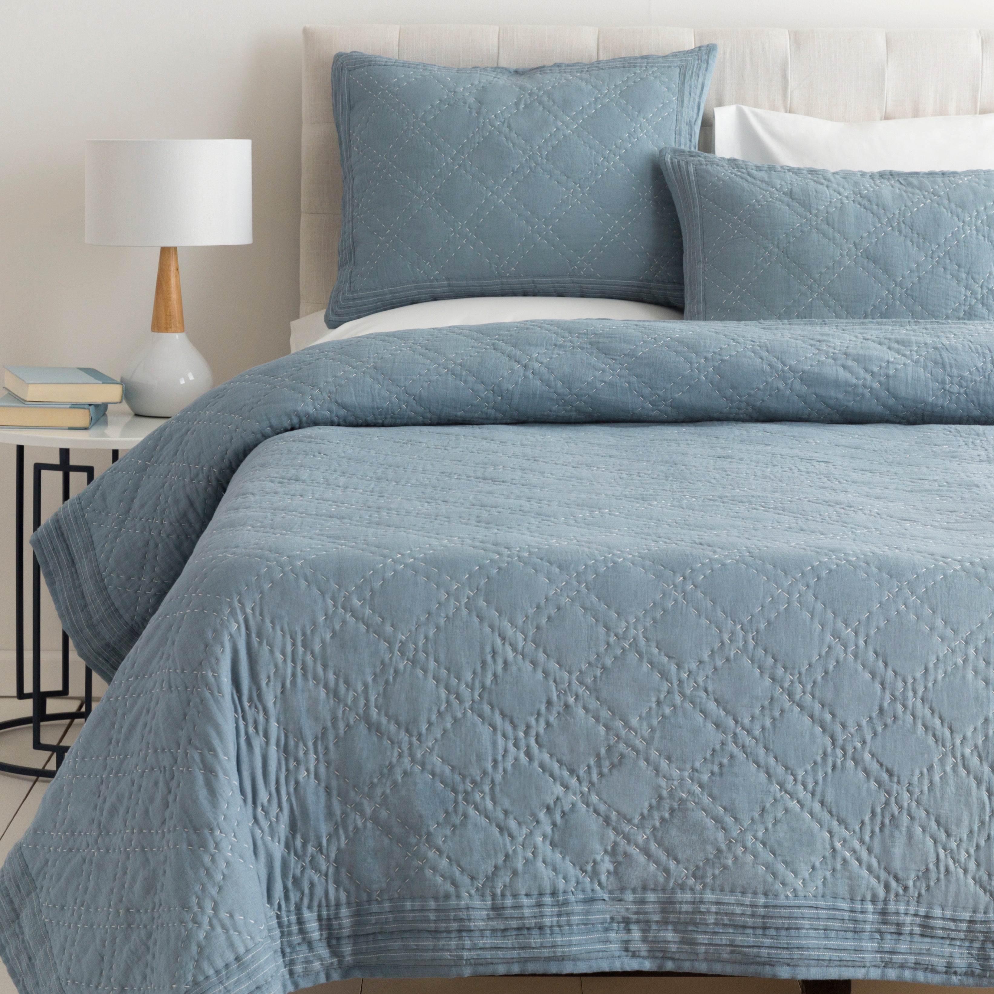 Kojo Bedding in Denim and White