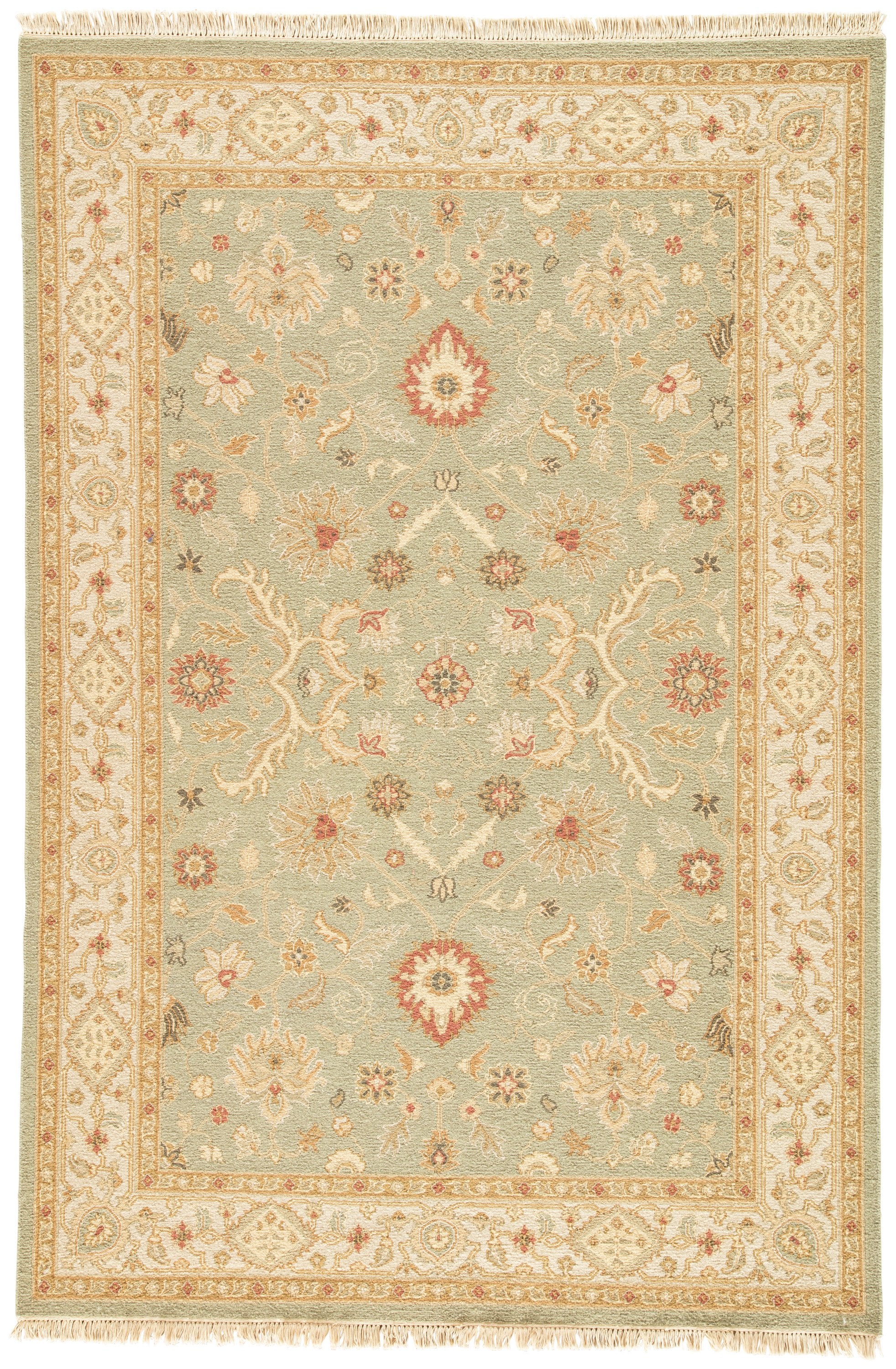 Kolos Hand Knotted Medallion Green and Gold Area Rug