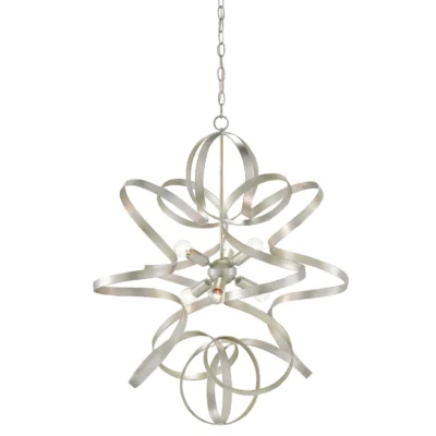 Lasso Chandelier in Silver Leaf design by Currey and Company