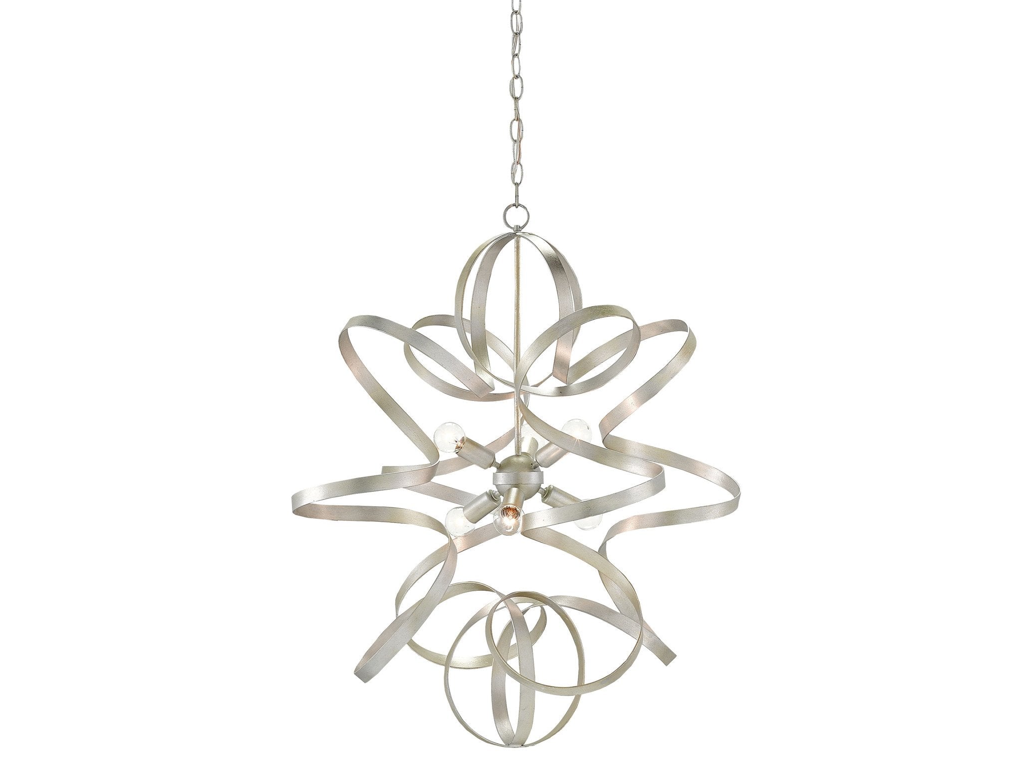 Lasso Chandelier in Silver Leaf design by Currey and Company