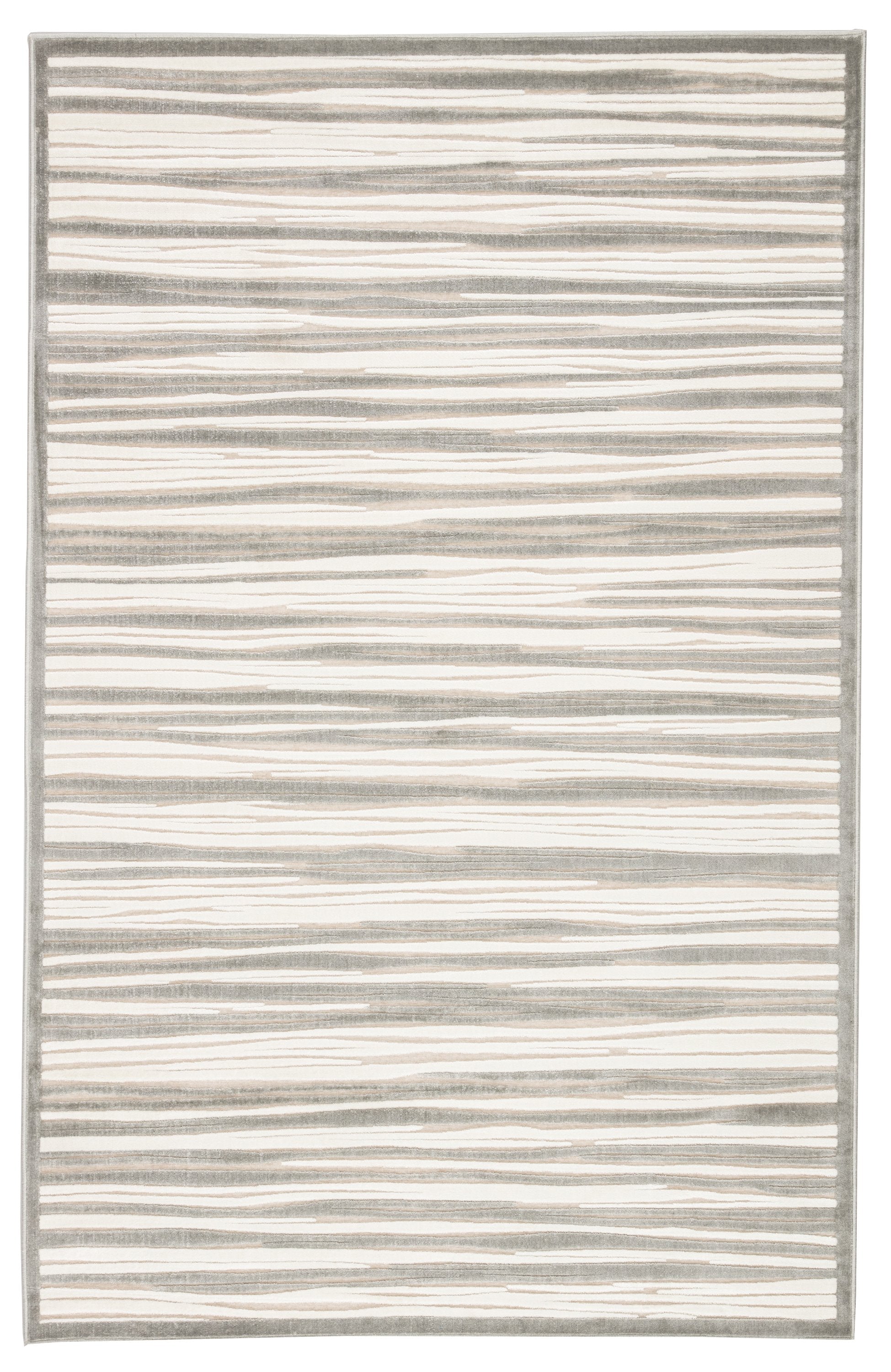 Linea Stripe Cream and Silver Area Rug