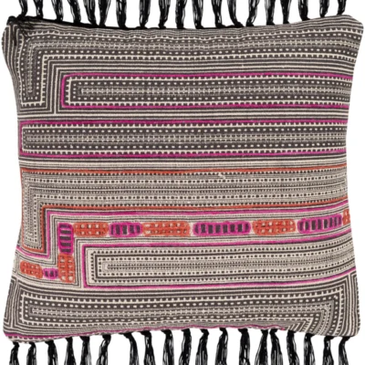 Lola Woven Pillow in Black and Bright Pink