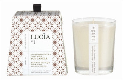 Lucia Goat Milk and Linseed Flower Candle design by Lucia