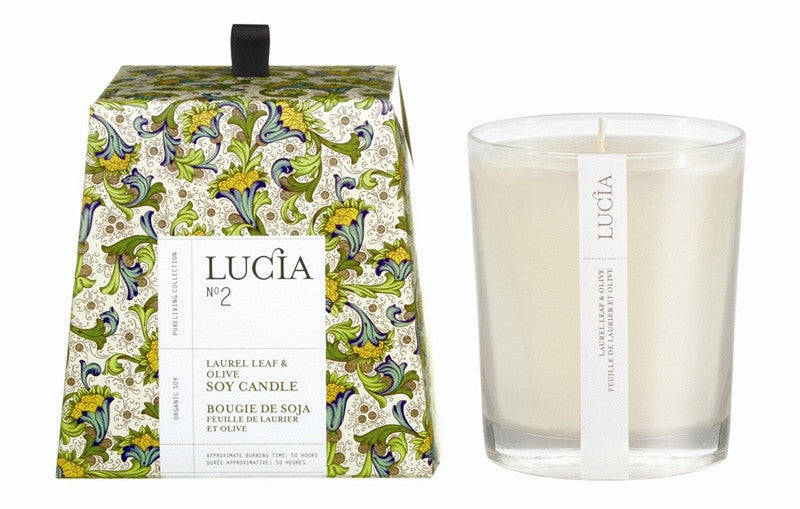 Lucia Laurel Leaf and Olive Soy Candle design by Lucia