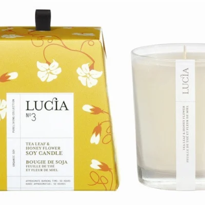 Lucia Tea Leaf and Wild Honey Soy Candle design by Lucia