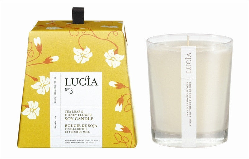 Lucia Tea Leaf and Wild Honey Soy Candle design by Lucia