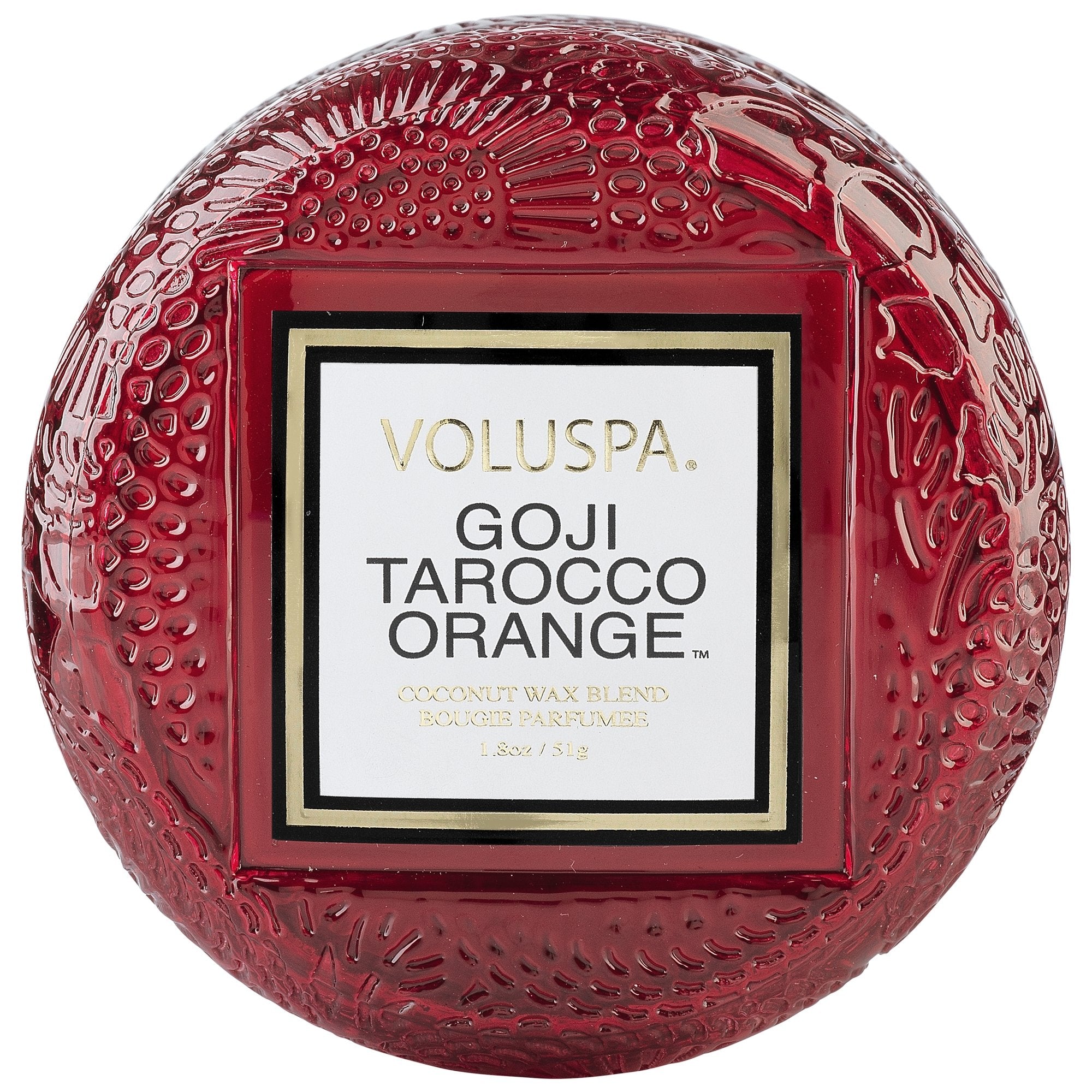 Macaron Candle in Goji Tarocco Orange design by Voluspa