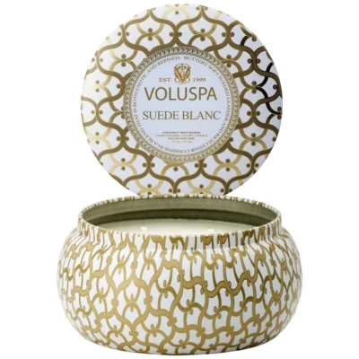 Maison Metallo 2 Wick Candle in Suede Blanc design by Voluspa