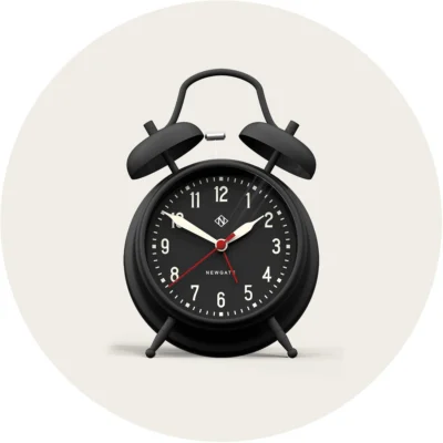 Manchester Alarm Clock in Matte Black on Black design by Newgate
