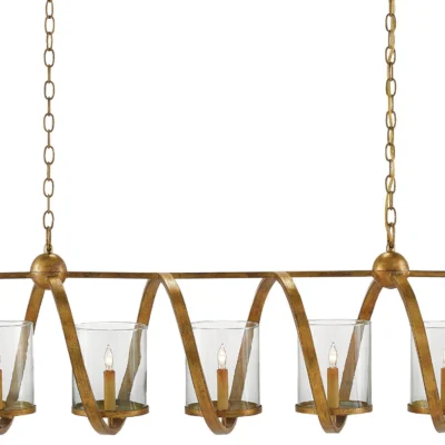 Maximus Rectangular Chandelier in Washed Gold Leaf design by Currey and Company