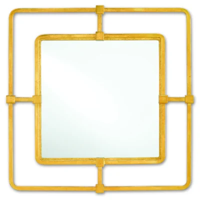Metro Gold Square Mirror design by Currey and Company