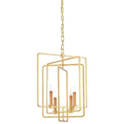 Metro Square Chandelier in Antique Gold Leaf design by Currey and Company