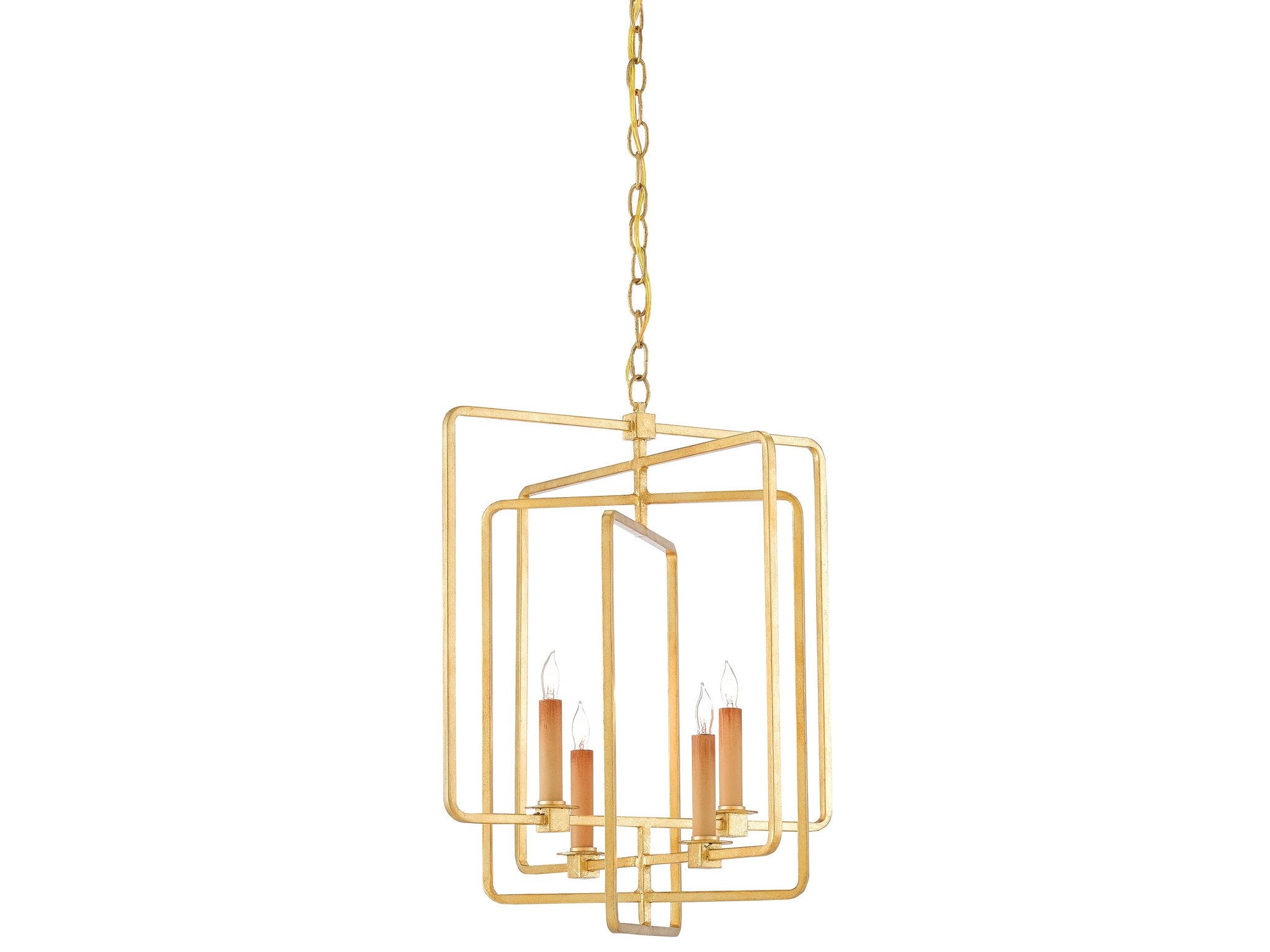 Metro Square Chandelier in Antique Gold Leaf design by Currey and Company