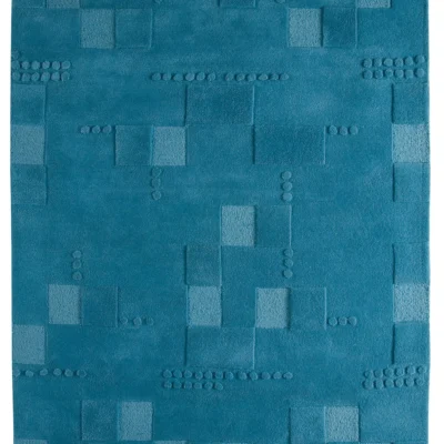 Miami Collection Hand Tufted Wool Area Rug in Turquoise design by Mat the Basics