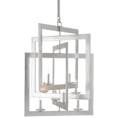 Middleton Chandelier in Contemporary Silver Leaf design by Currey and Company