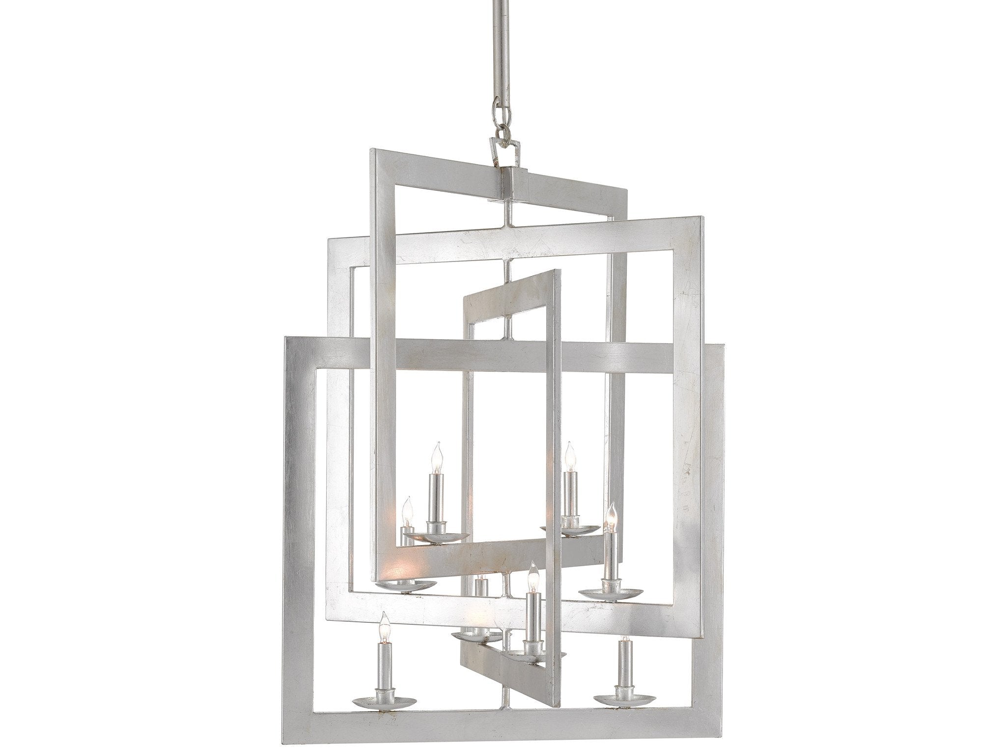 Middleton Chandelier in Contemporary Silver Leaf design by Currey and Company