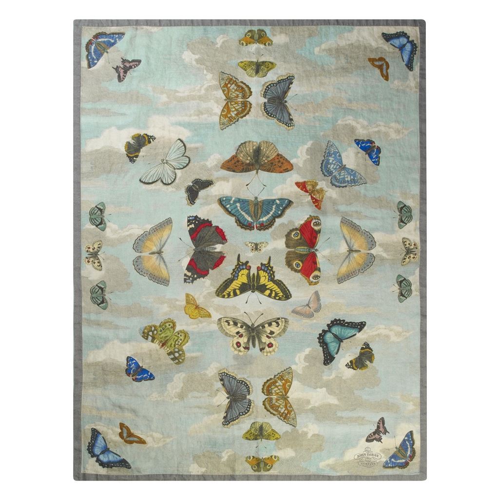 Mirrored Butterflies Sky Throw design by John Derian for Designers Guild