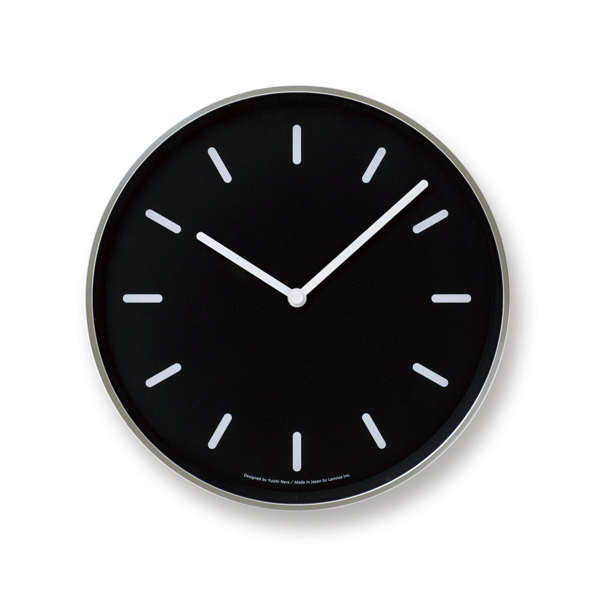 Mono Wall Clock in Black w Lines design by Lemnos