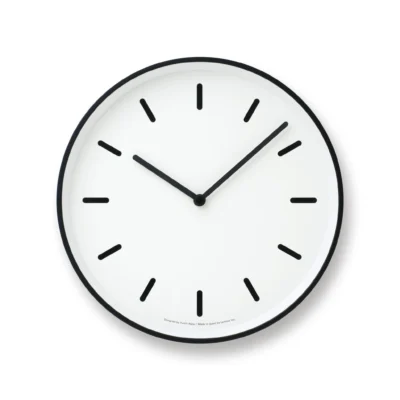 Mono Wall Clock in White w Lines design by Lemnos