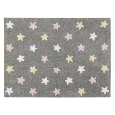 Tricolor Stars Rug in Grey and Pink design by Lorena Canals