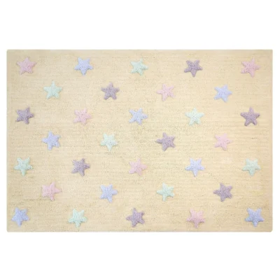 Tricolor Stars Rug in Vanilla design by Lorena Canals