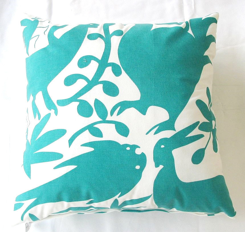 Turquoise Otomi Pillow design by 5 Surry Lane