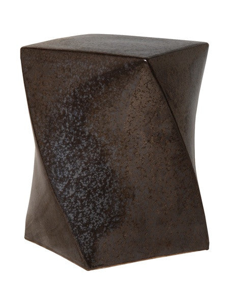 Twist Garden Stool in Gunmetal design by Emissary