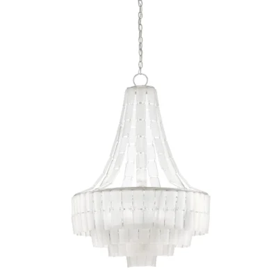 Vintner Blanc Chandelier in Contemporary Silver Leaf design by Currey and Company